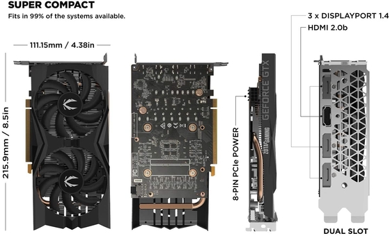 видеокарта GeForce GTX 1660 6GB GDDR5 игры видеокарты ZOTAC снаряжения минирования 192Bit